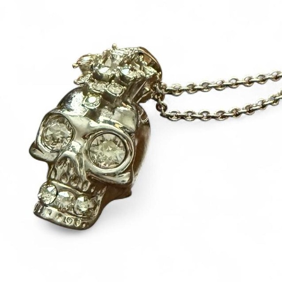Alexander McQueen Jewelry - Alexander McQueen Silver Crystal Mohawk Skull Pendant Necklace